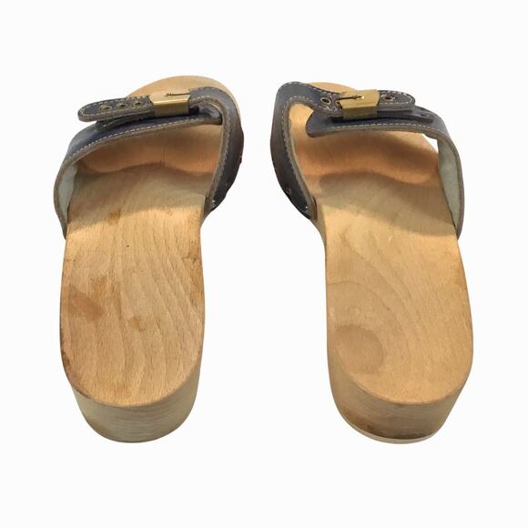 Dr. Scholl Exercise Wooden Sandals Vintage Size 8 Blue w/Box - Picture 4 of 9